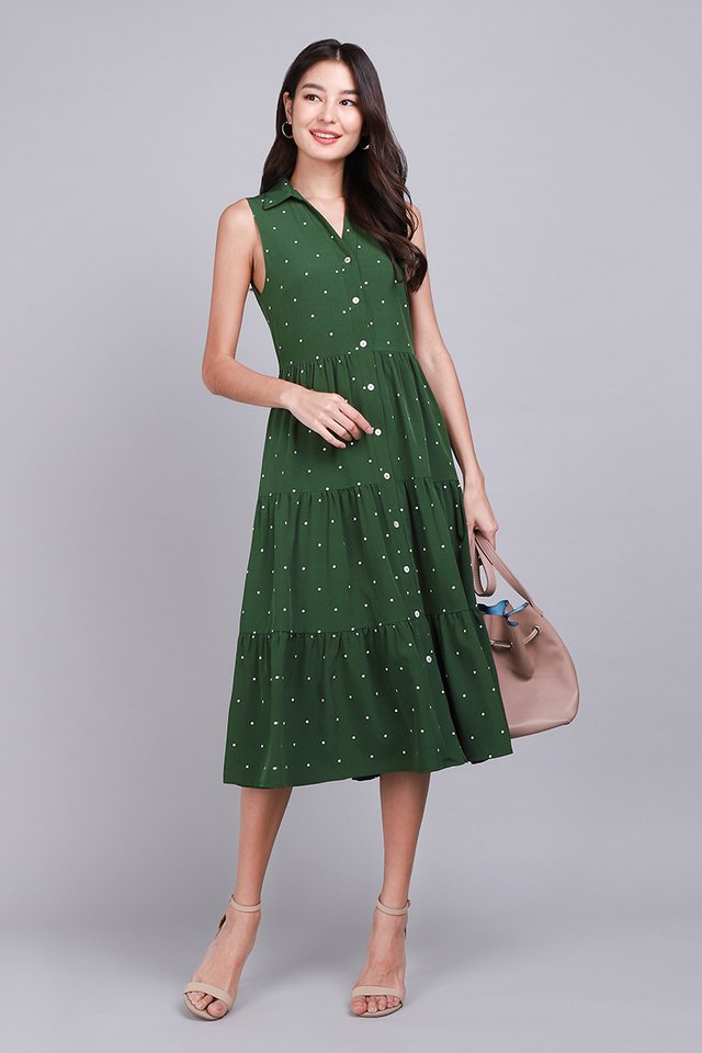 Born To Unicorn Dress In Forest Dots