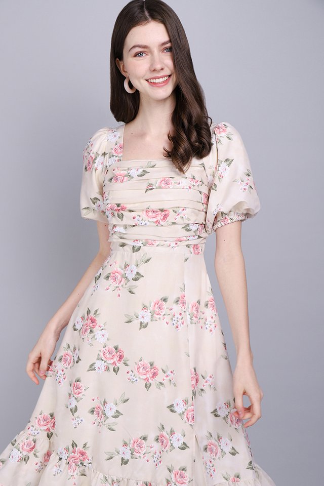 Sing A Song Of Spring Dress In Cream Florals