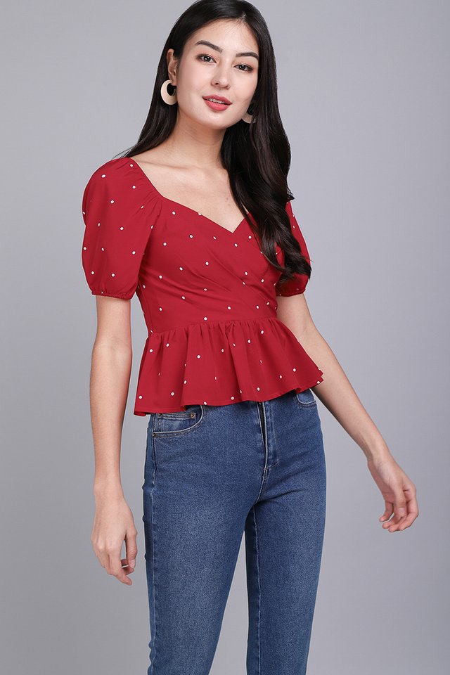 Sweet Little Things Top In Red Dots