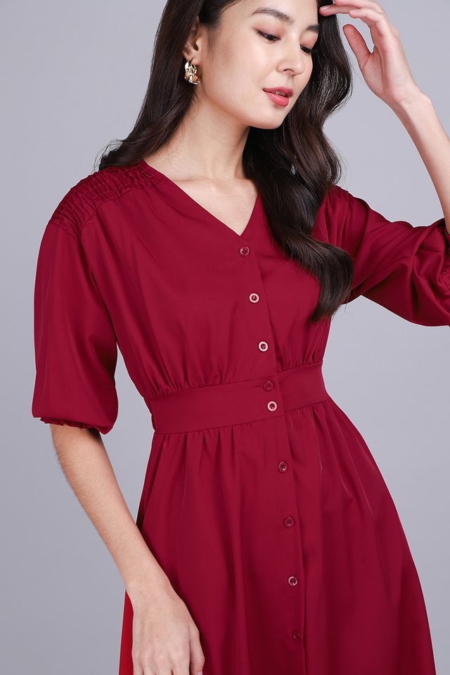 Class Act Dress In Wine Red
