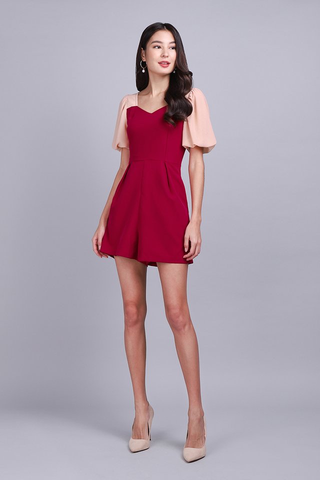 Forever My Sweetheart Romper In Wine Red