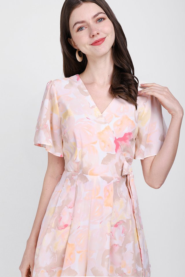 Endless Possibilities Romper In Apricot Florals