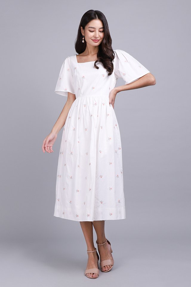 Willow Dress In White Florals