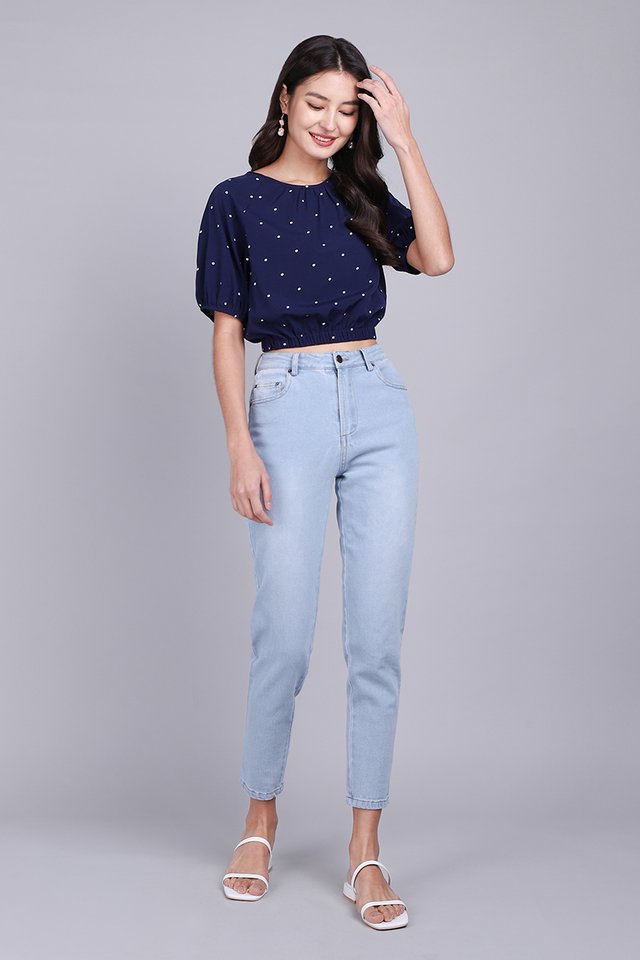 Desiree Top In Blue Dots