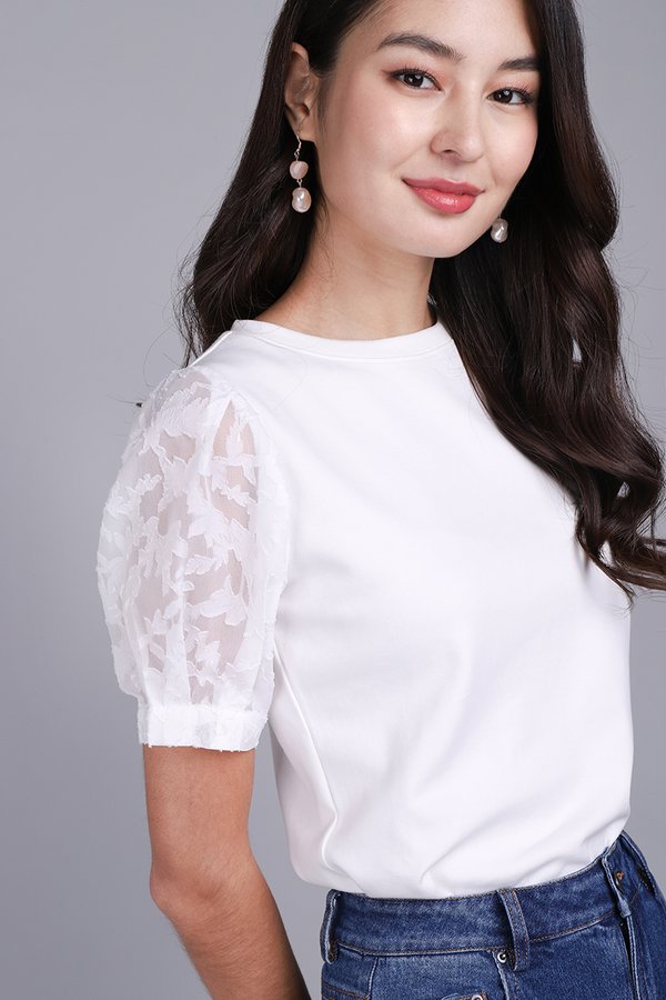 Olivia Top In White Chiffon