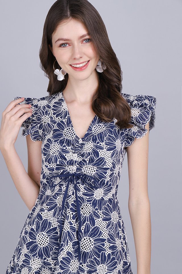 Happiness Index Dress In Navy Blue