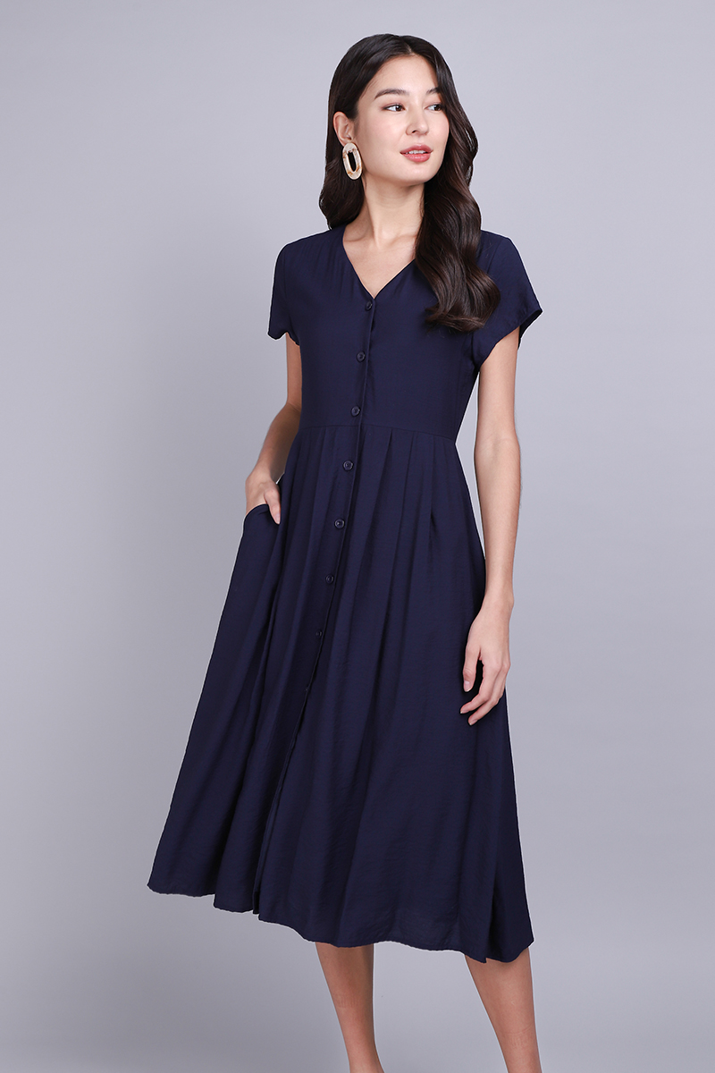 Sophie Dress In Navy Blue | LilyPirates