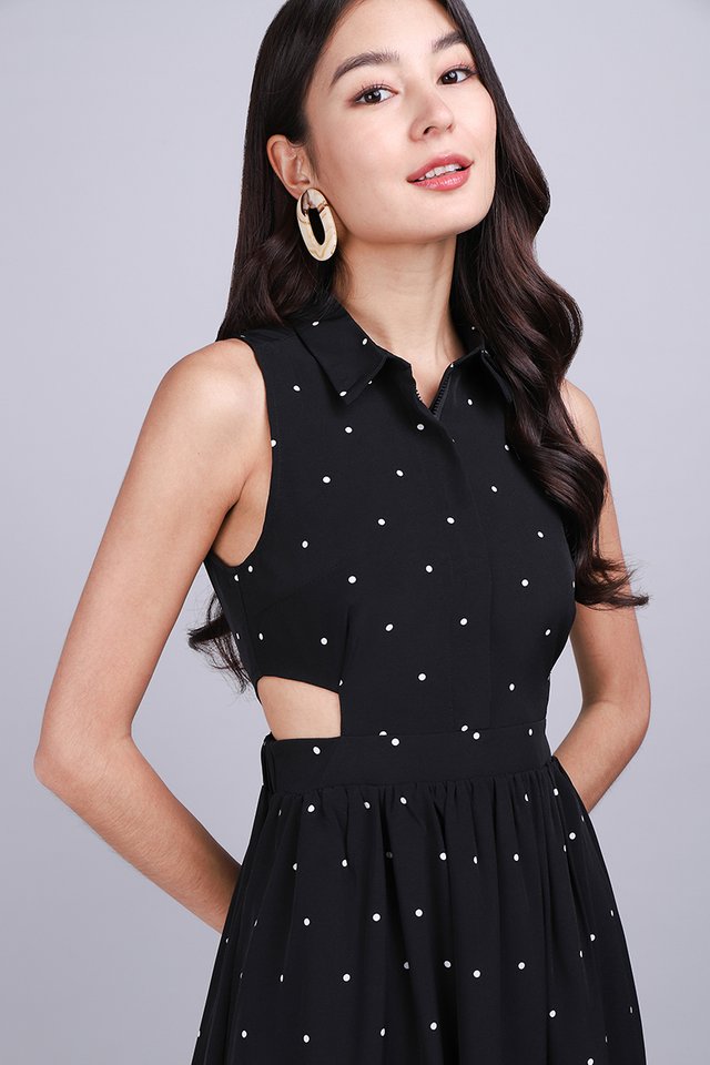 Right Side Of Happiness Dress In Black Dots