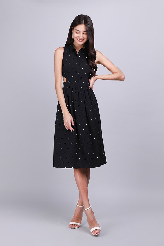 Right Side Of Happiness Dress In Black Dots