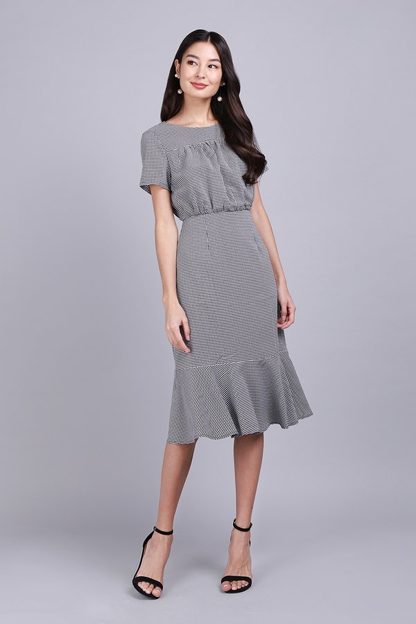 Sonya Dress In Black Gingham