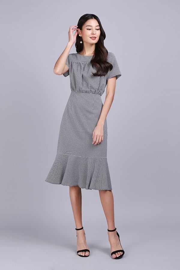 Sonya Dress In Black Gingham