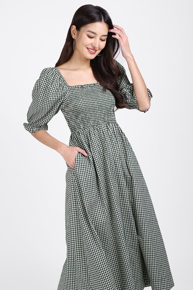 Mia Dress In Forest Gingham