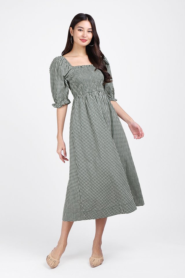 Mia Dress In Forest Gingham