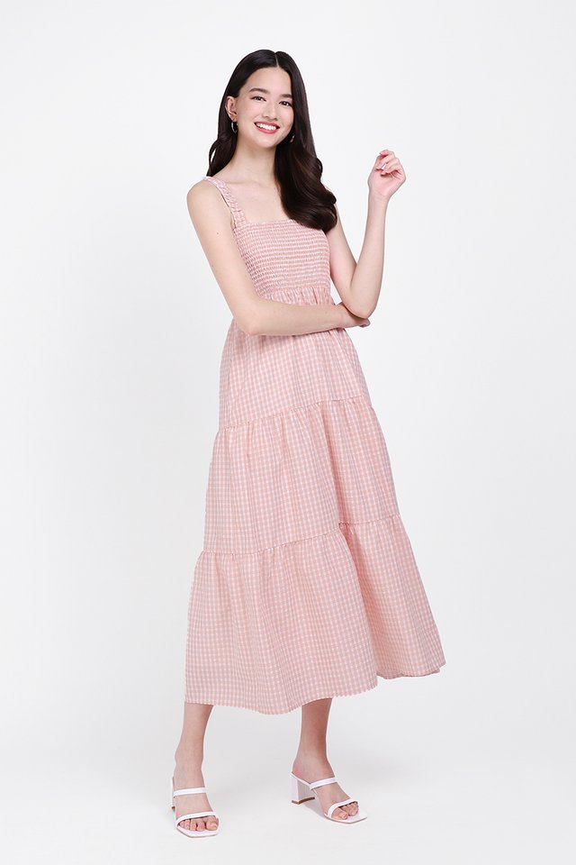 Peachy Dress In Pink Gingham
