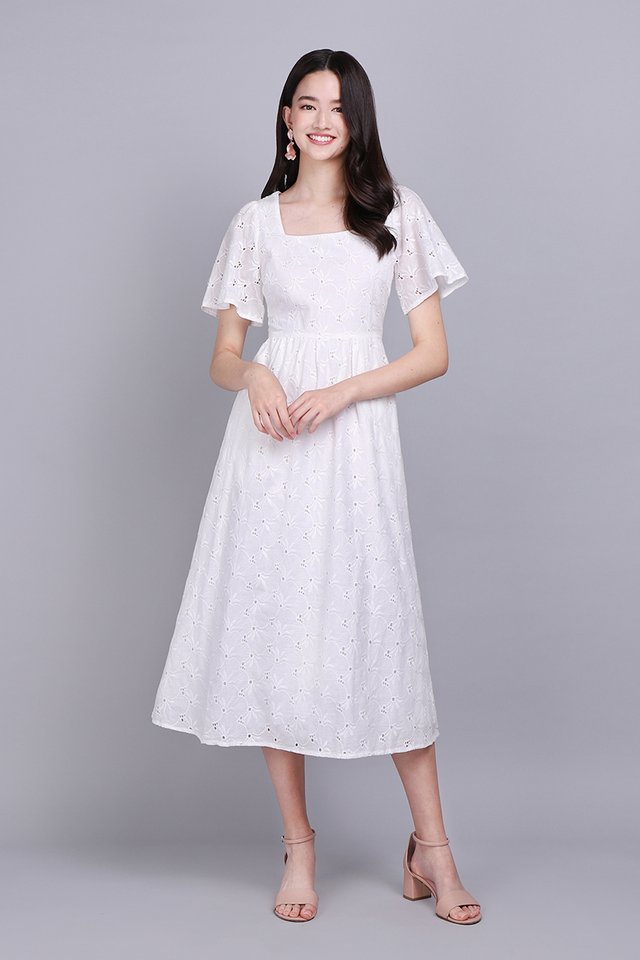 [BO] Rachelle Dress In White Eyelet