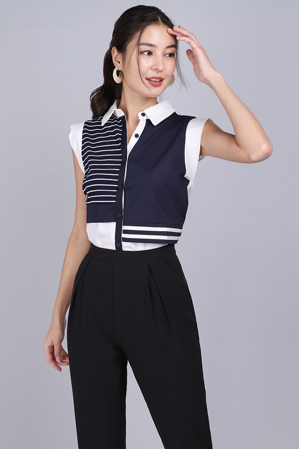 Milana Top In Blue Stripes