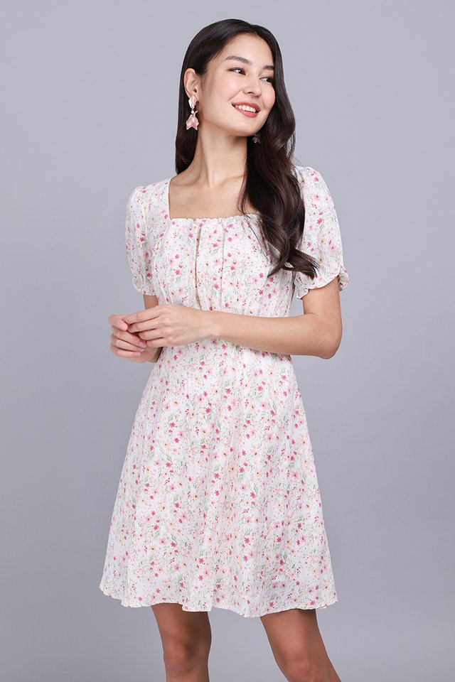 Abigail Dress In Ivory Florals