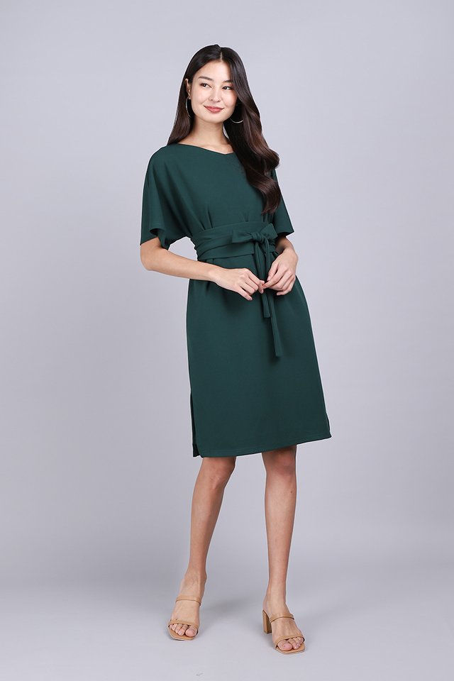 Santo Dress In Forest Green
