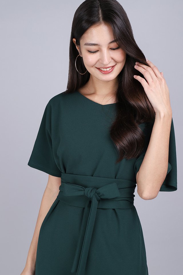 Santo Dress In Forest Green