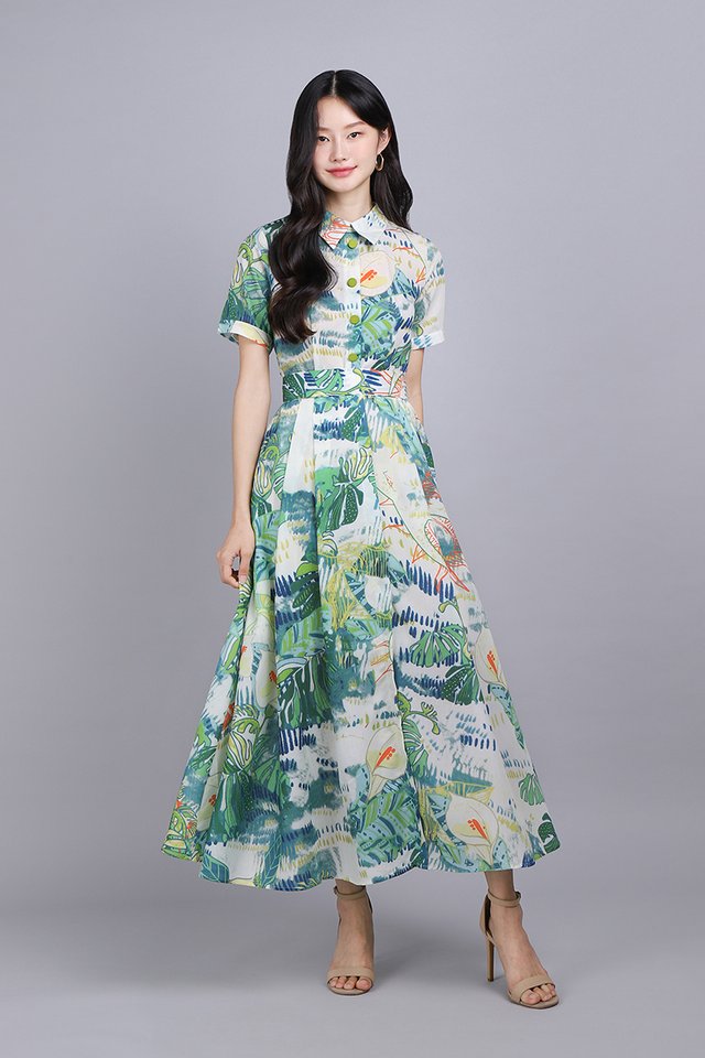 [BO] Monet Dress In Green Florals