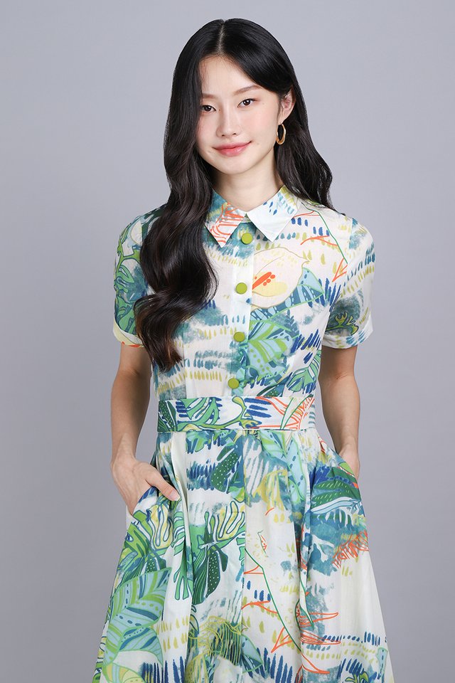 [BO2] Monet Dress In Green Florals
