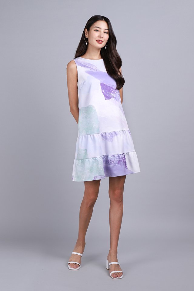 Davina Dress In Lavender Prints