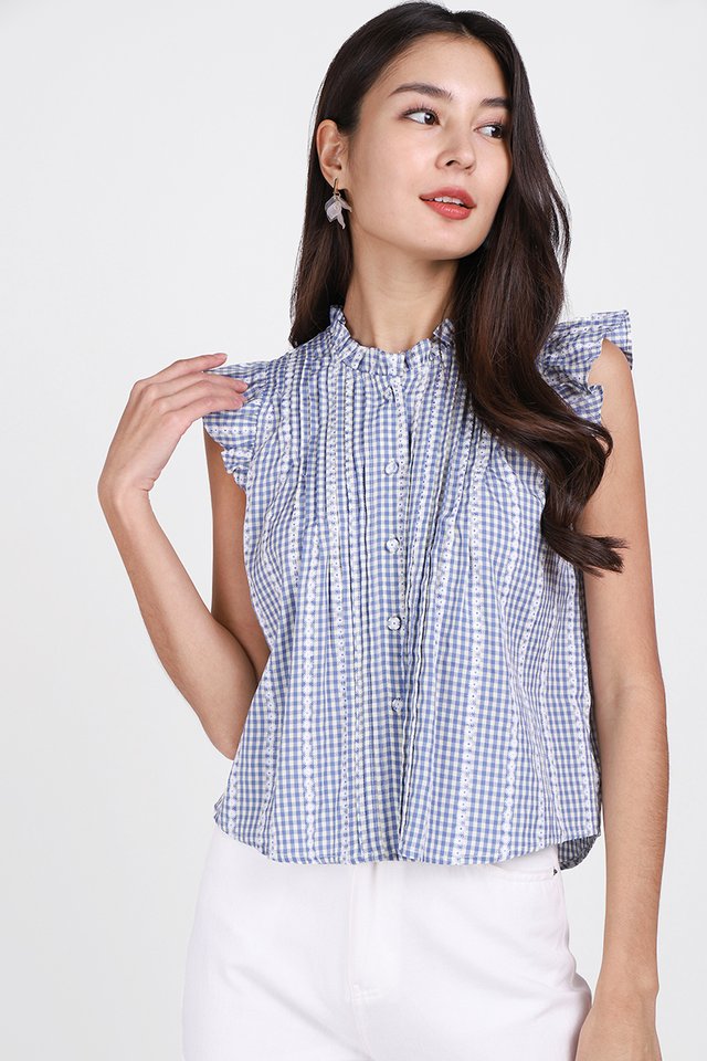 Daisy Top In Sky Gingham