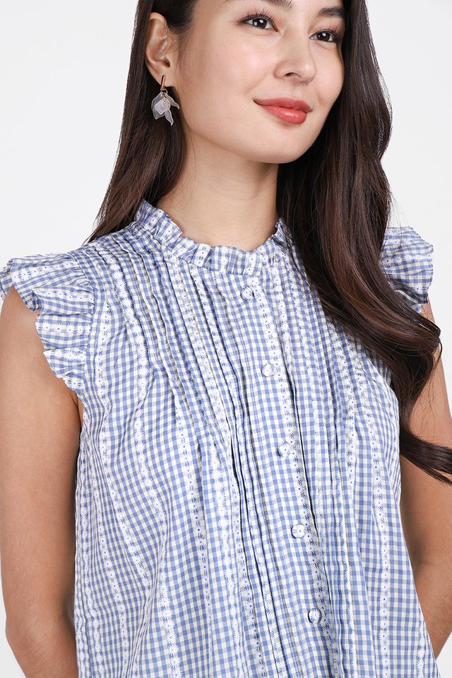 Daisy Top In Sky Gingham