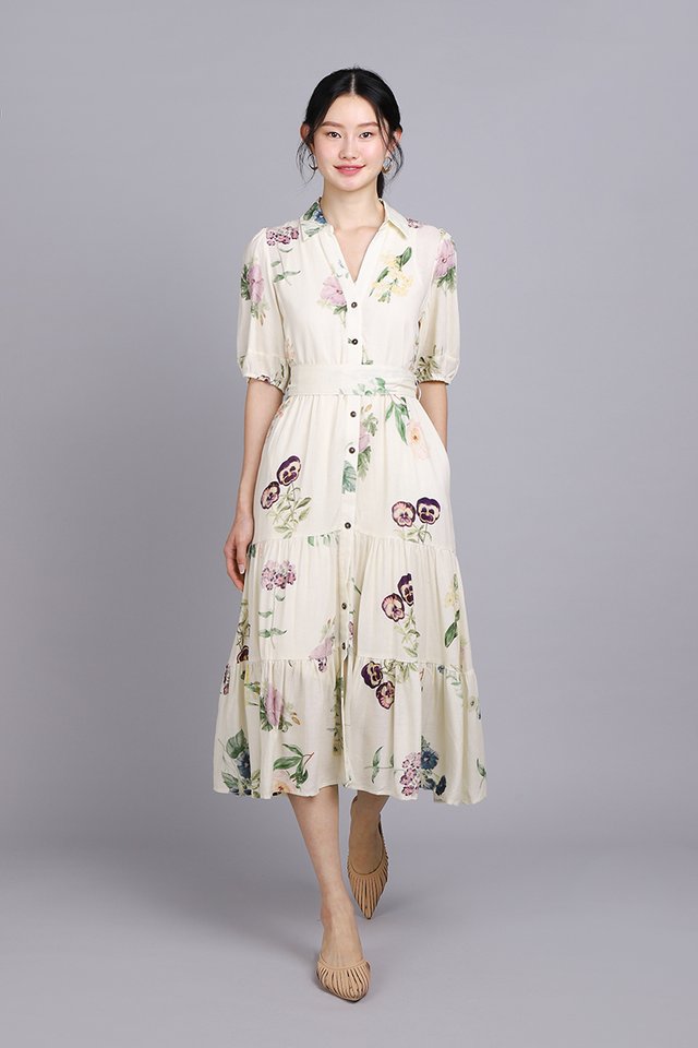 Florence Dress In Cream Florals