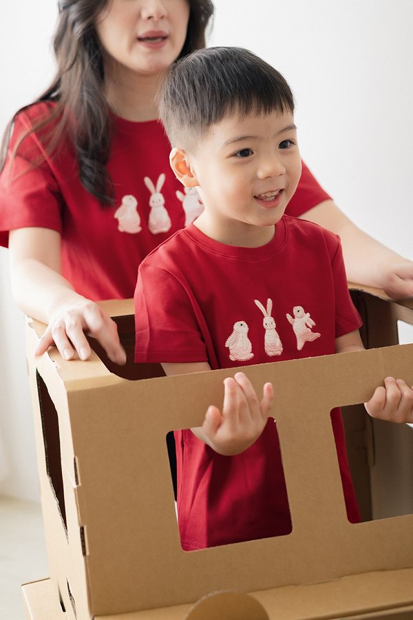 Rabbit Kids Top In Festive Red