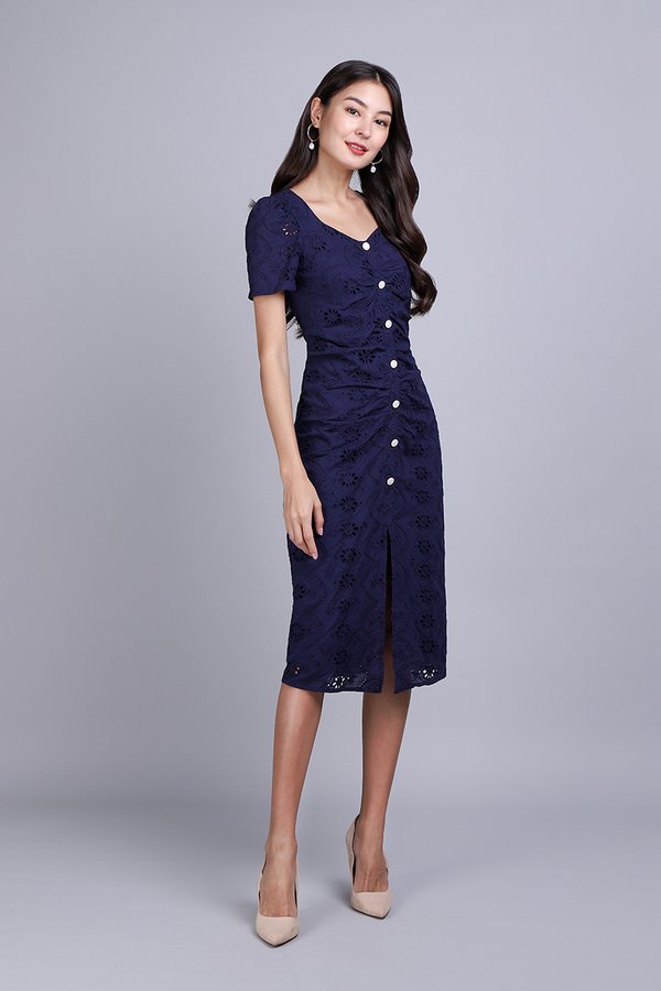 [Backorder] Luella Dress In Navy Blue