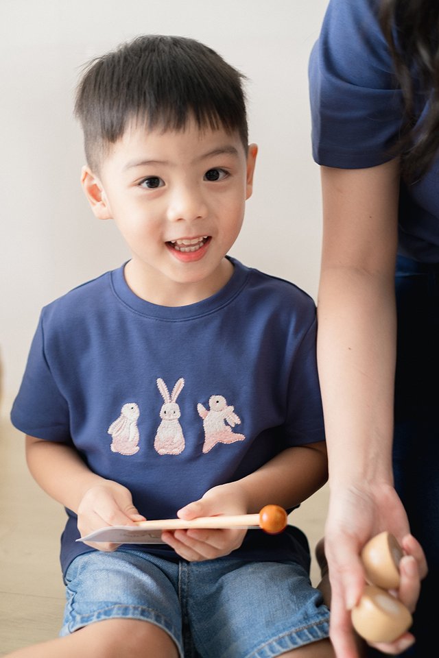 Rabbit Kids Top In Muted Blue