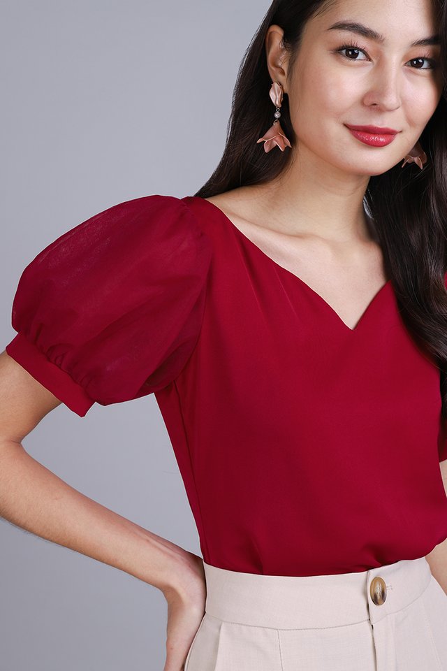 Grace Top In Wine Red