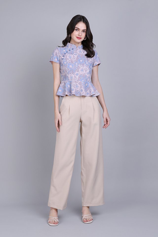 To Have And To Hold Cheongsam Top In Blue Lace