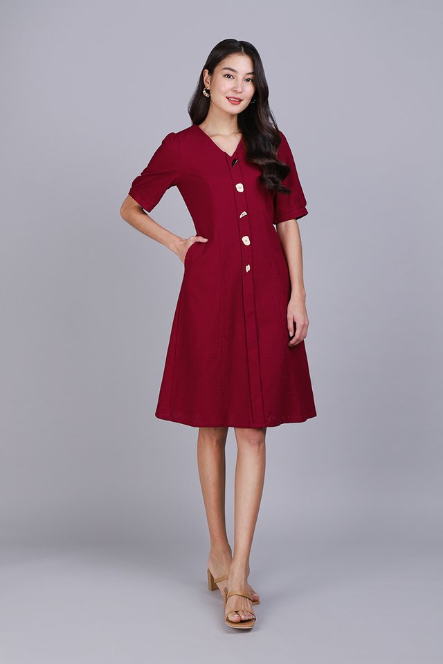 Noteworthy Encounter Dress In Wine Red