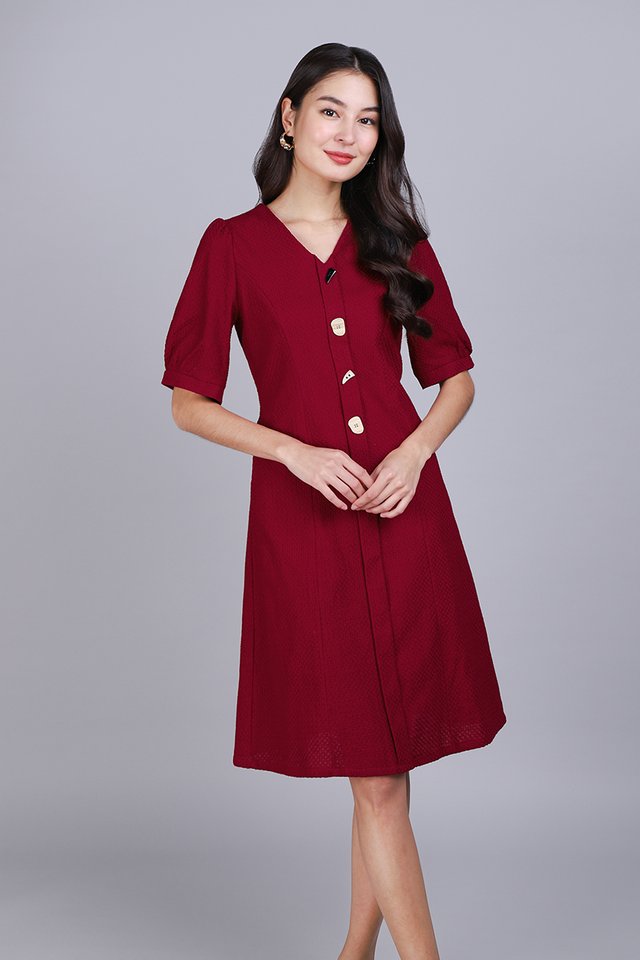 Noteworthy Encounter Dress In Wine Red