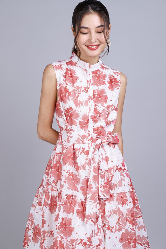 Alora Dress In Red Florals