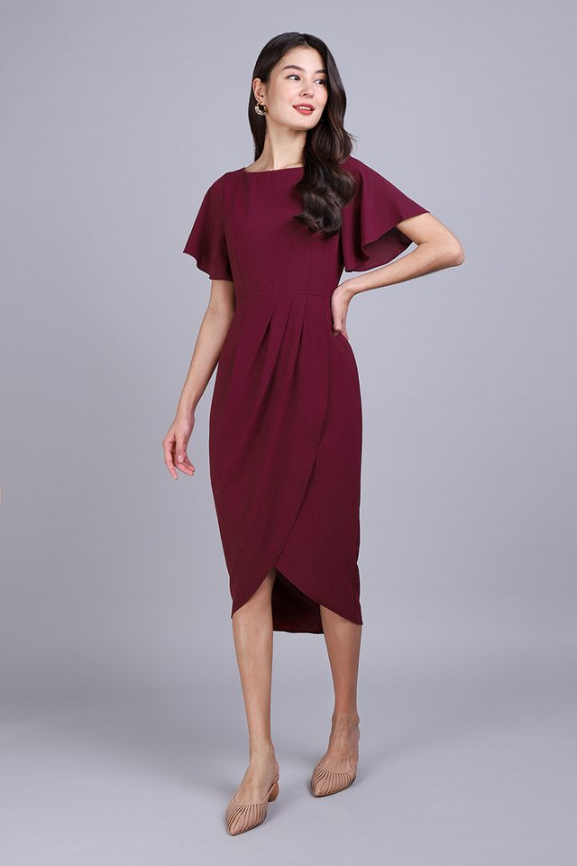 Daphne Dress In Wine Red