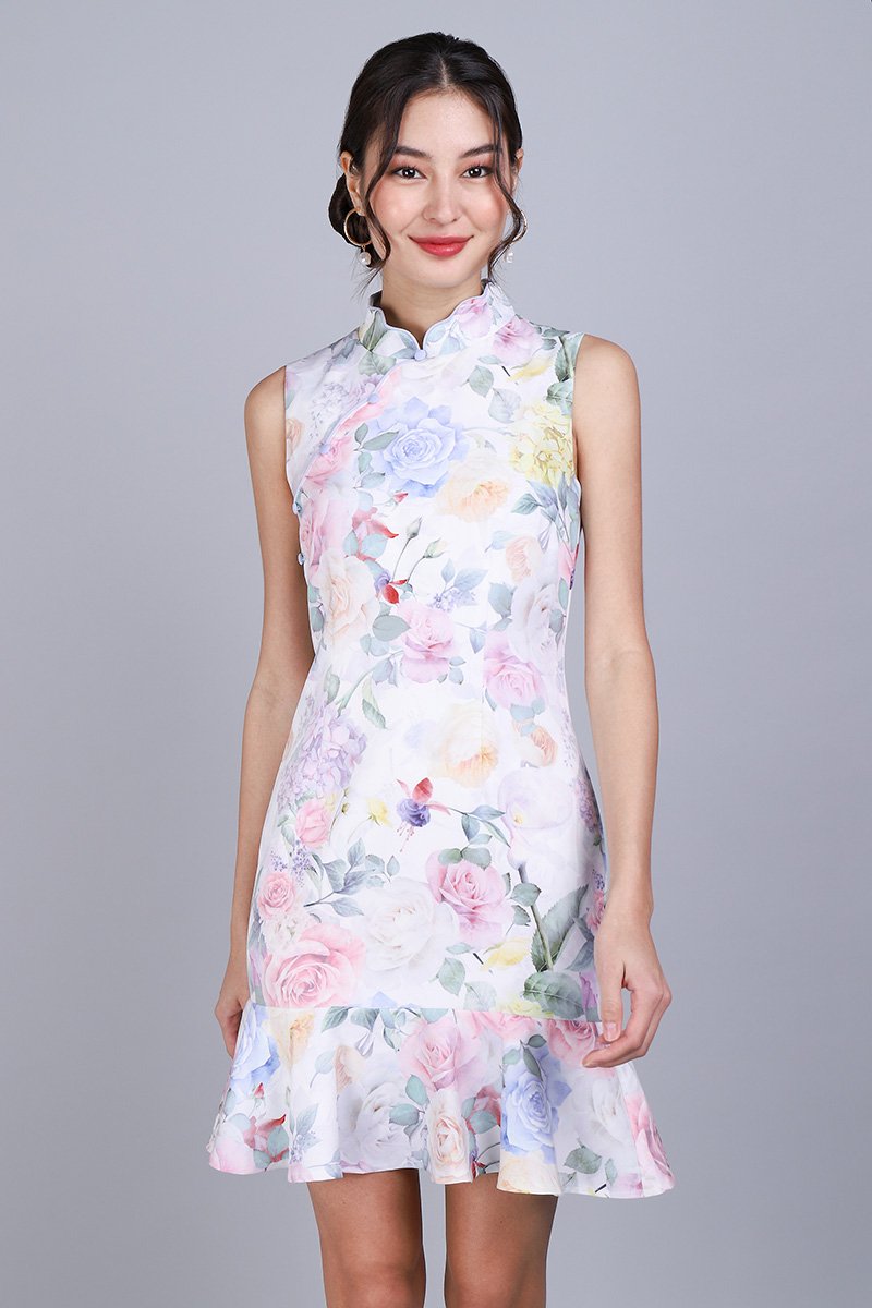 Chinoiserie Charisma Cheongsam Dress In Periwinkle | LilyPirates