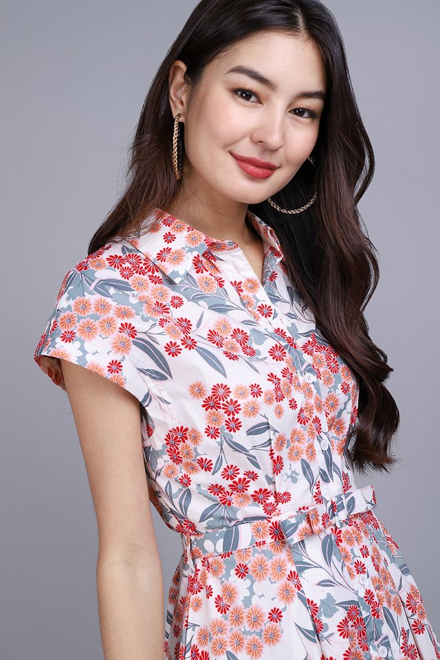 Nora Dress In Red Florals